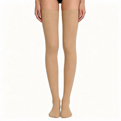 Plusock Solid Color Thigh High Compression Socks(3 Pairs) - Nude - S/M - image 1