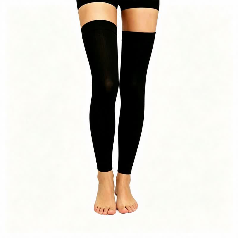 Plusock Footless Thigh High Compression Sleeves(3 Pairs) - Black - L/XL - image 0