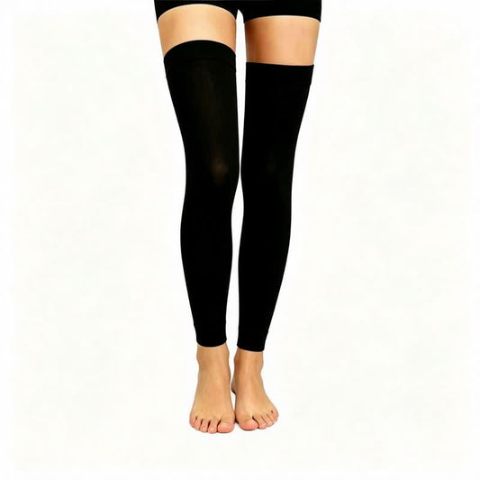 Plusock Footless Thigh High Compression Sleeves(3 Pairs) - Black - L/XL - image 0