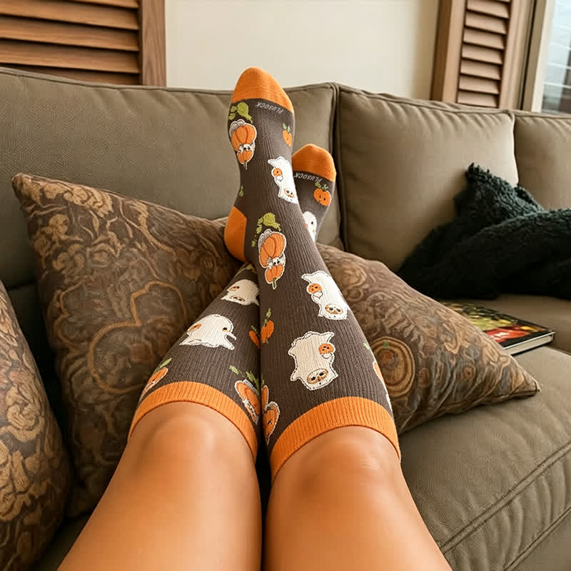 Plusock Plus Size Purranormal Pumpkin Night Compression Socks - image 1