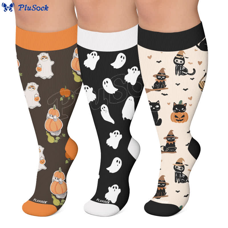 Plusock Plus Size Purranormal Pumpkin Night Compression Socks - image 0