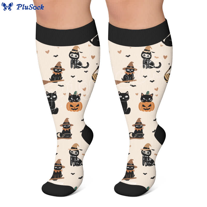 Plusock Plus Size Purranormal Pumpkin Night Compression Socks - image 7