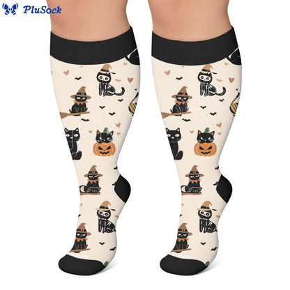 Plusock Plus Size Purranormal Pumpkin Night Compression Socks - image 7