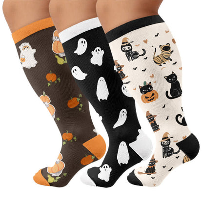 Plusock Plus Size Purranormal Pumpkin Night Compression Socks - image 4