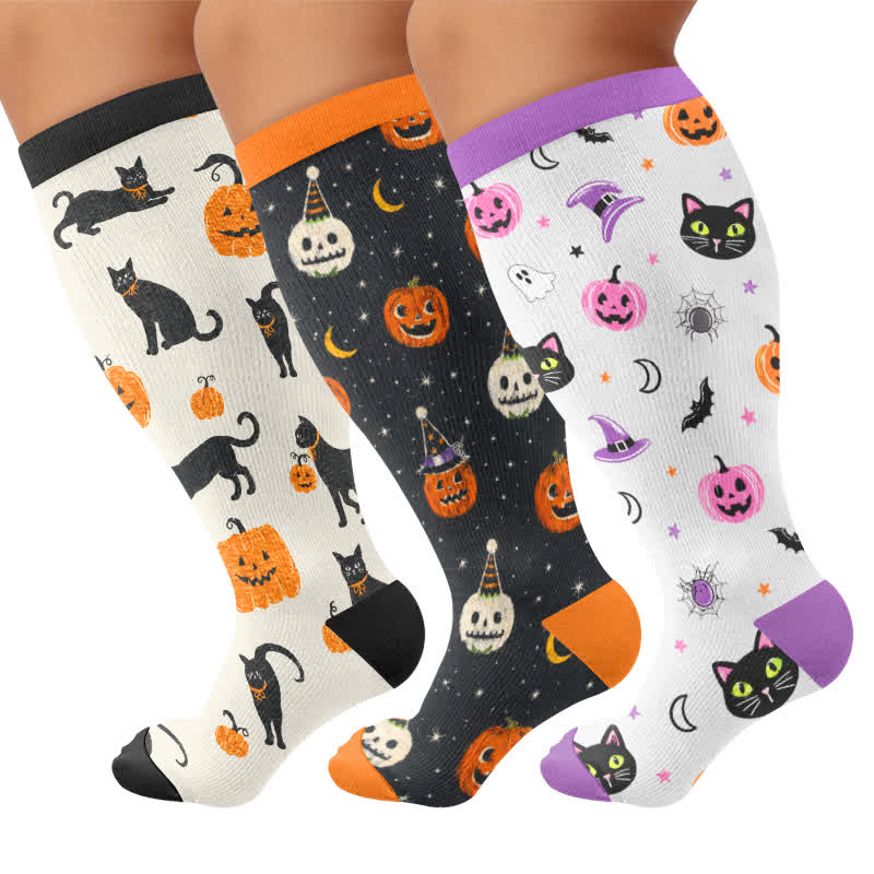 Plusock Plus Size Cat Pumpkin MoonCompression Socks - image 4
