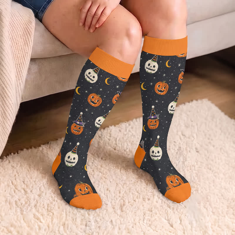 Plusock Plus Size Cat Pumpkin MoonCompression Socks - image 3