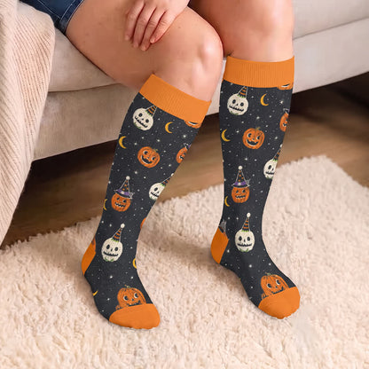 Plusock Plus Size Cat Pumpkin MoonCompression Socks - image 3