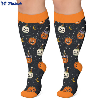 Plusock Plus Size Cat Pumpkin MoonCompression Socks - image 7