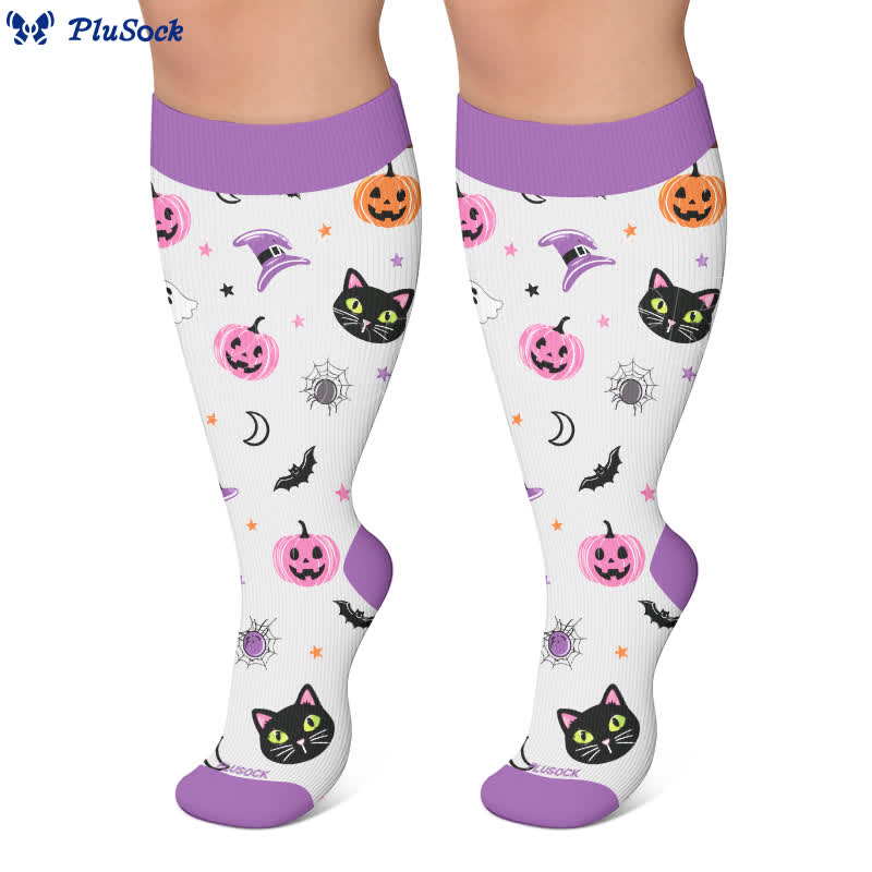 Plusock Plus Size Cat Pumpkin MoonCompression Socks - image 5