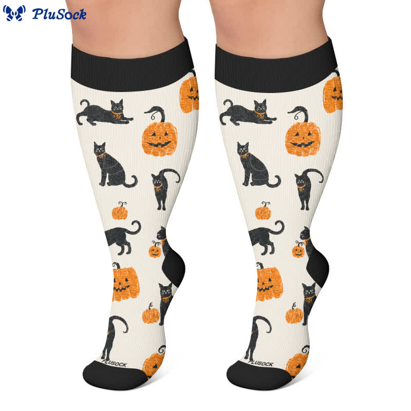 Plusock Plus Size Cat Pumpkin MoonCompression Socks - image 6