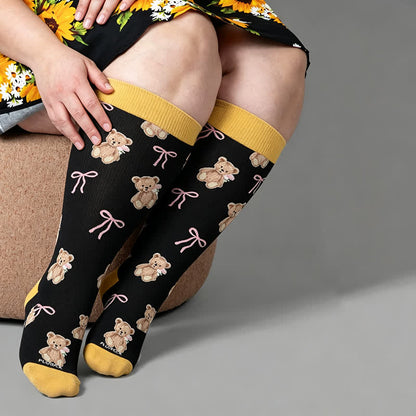 Plusock Plus Size Navy Bunny Compression Socks - Black - 4XL - image 2