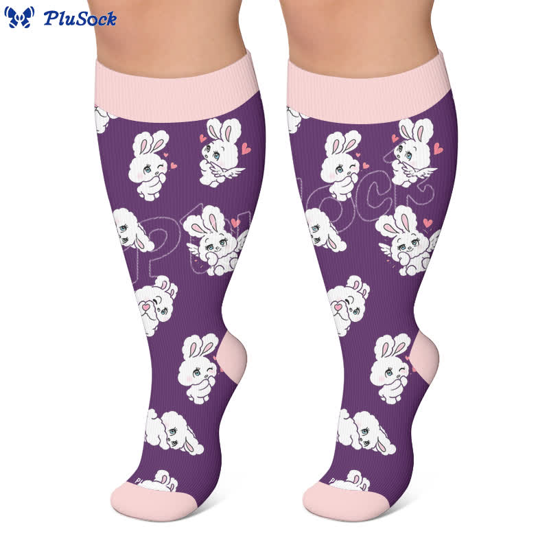 Plusock Plus Size Navy Bunny Compression Socks - image 6