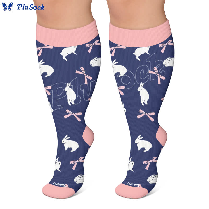 Plusock Plus Size Navy Bunny Compression Socks - image 4