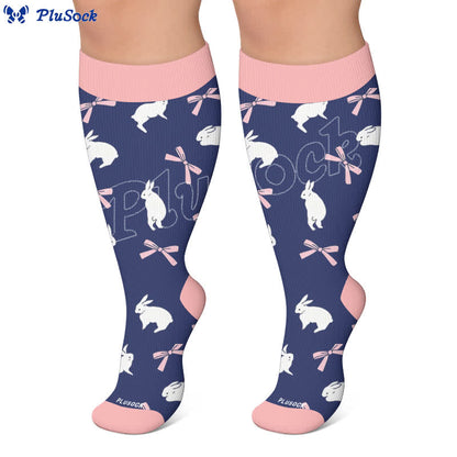 Plusock Plus Size Navy Bunny Compression Socks - image 4