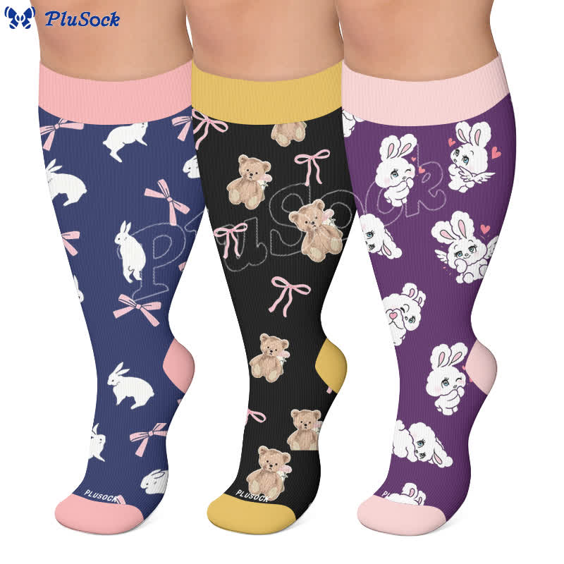 Plusock Plus Size Navy Bunny Compression Socks - image 0