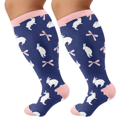 Plusock Plus Size Navy Bunny Compression Socks - image 8