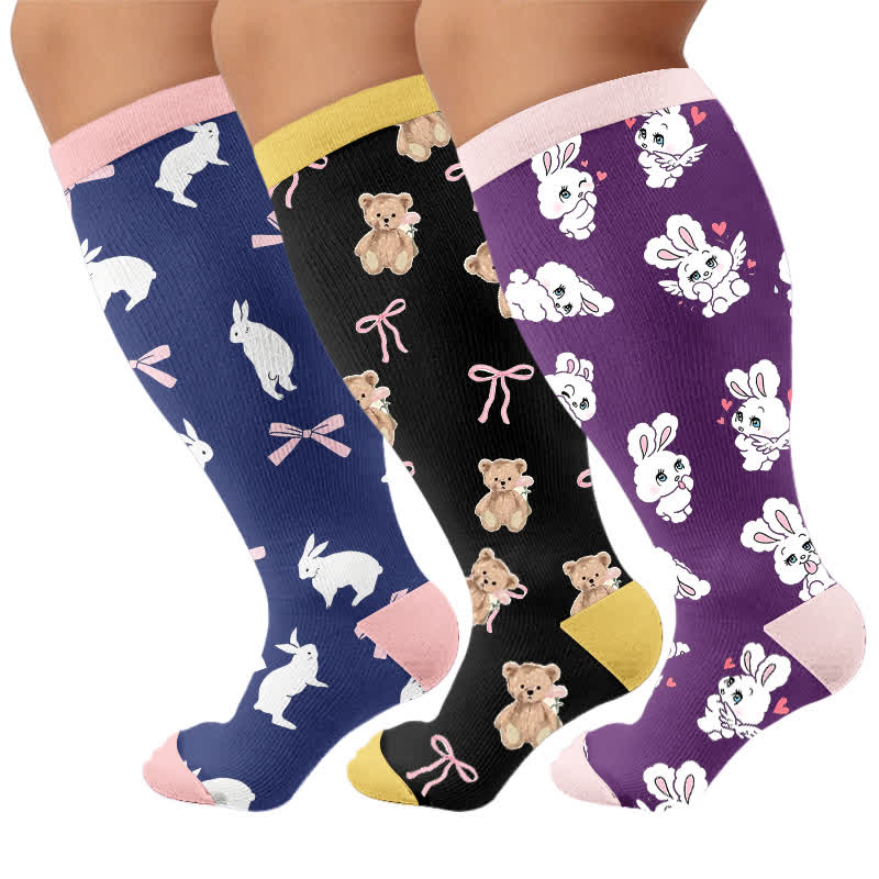 Plusock Plus Size Navy Bunny Compression Socks - image 7