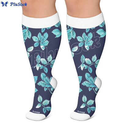 Plusock Plus Size Navy Leaf Compression Socks - image 4