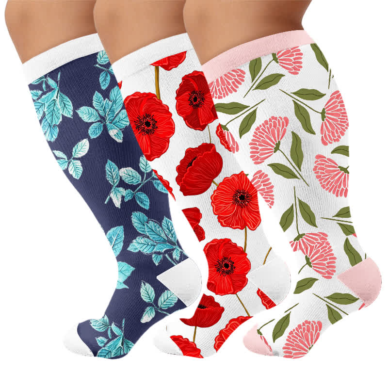 women's plus size dress socks Plusock Blush Floral Compression plusock inch%20length%2C%20flat%20knit%20construction%2C%20and%20a%20secure%20Morpul%20top%2C%20they%26rsquo%3Bre%20made%20to%20stay%20in%20place%20whether%20you%26rsquo%3Bre%20lounging%2C%20layering%2C%20or%20stepping%20out%20in%20style Black/Brown/Tan Argyle Plus Size Thigh