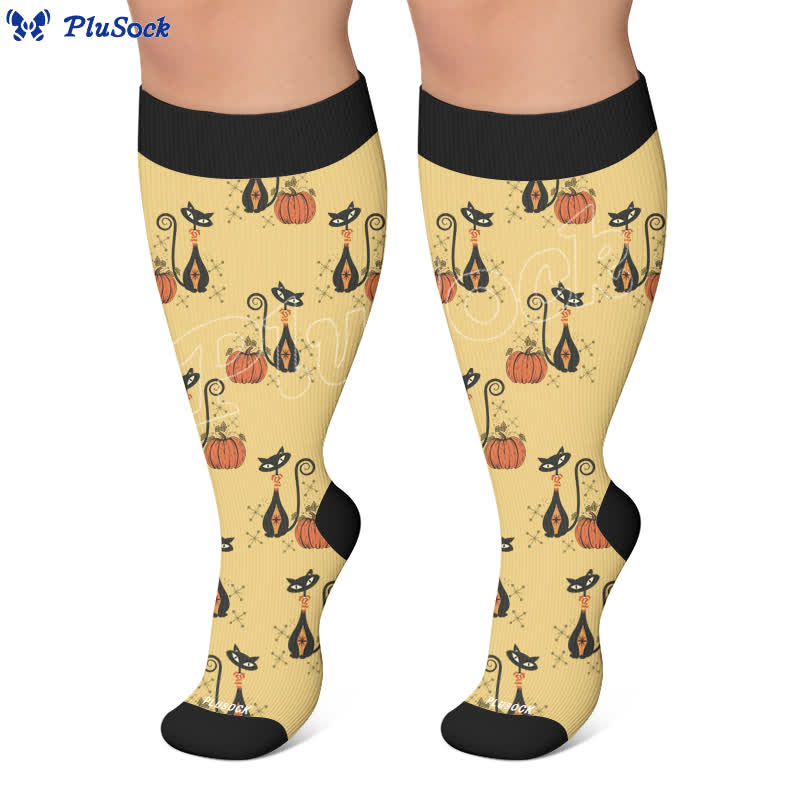 Plusock Plus Size Black Cat Ghost Compression Socks - image 5