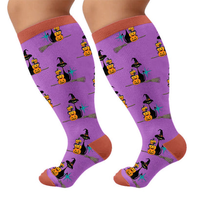 Plusock Plus Size Black Cat Ghost Compression Socks - image 10