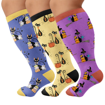 Plusock Plus Size Black Cat Ghost Compression Socks - image 7