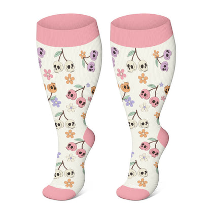 Plusock Plus Size Halloween Ghost Series Compression Socks - Pink - 4XL - image 14