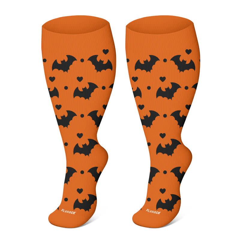 Plusock Plus Size Halloween Ghost Series Compression Socks - Orange-B - 4XL - image 18