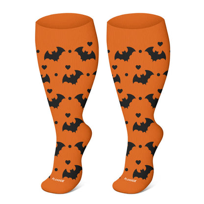 Plusock Plus Size Halloween Ghost Series Compression Socks - Orange-B - 4XL - image 18
