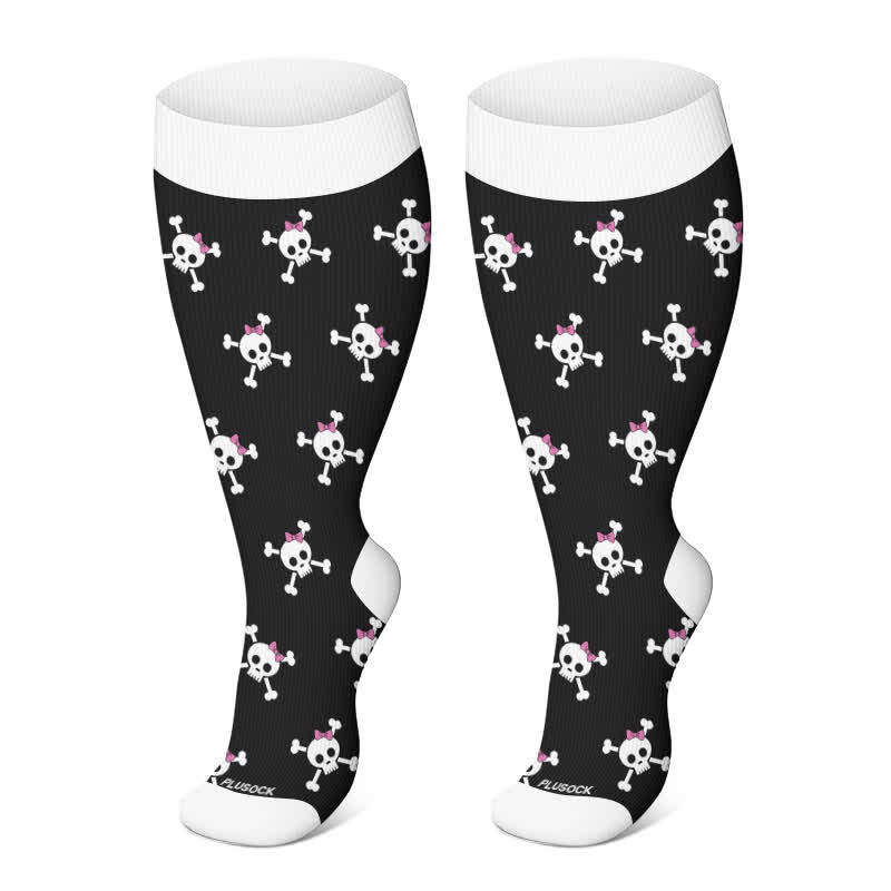 Plusock Plus Size Halloween Ghost Series Compression Socks - Black-B - 4XL - image 20