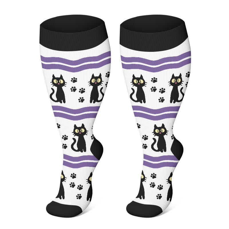 Plusock Plus Size Halloween Floral Skull  Series Compression Socks - White - 4XL - image 21