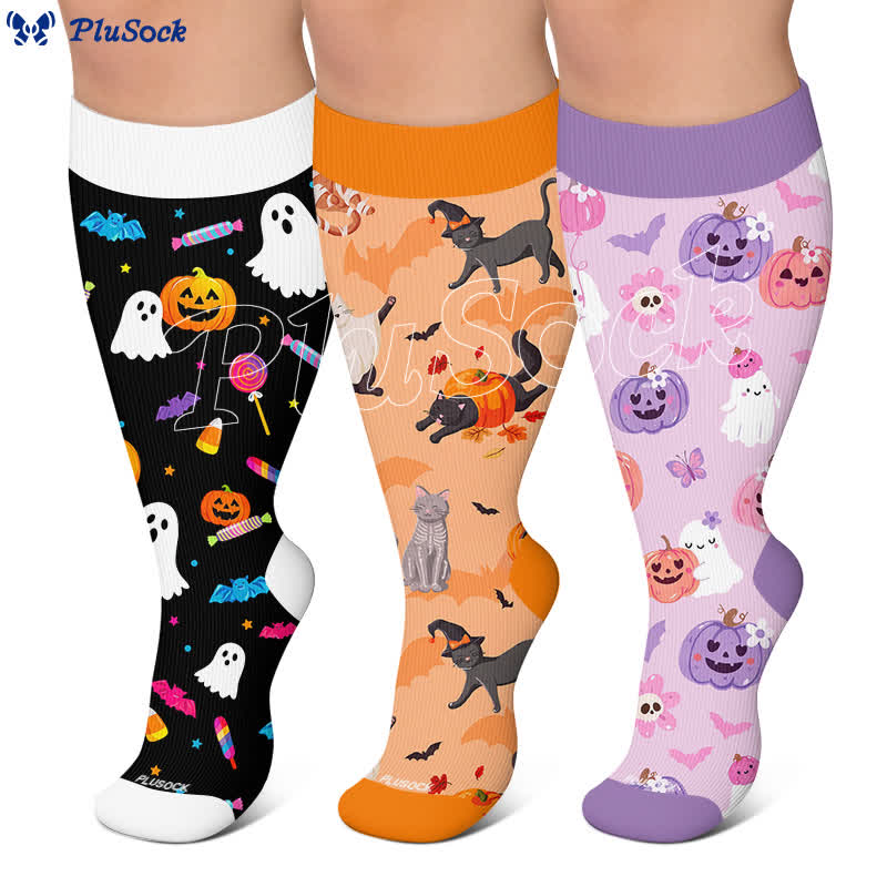 Plusock Plus Size Lavender Bear Compression Socks - image 0