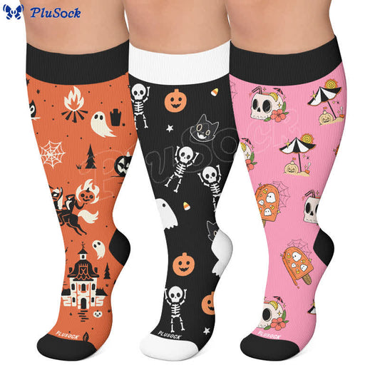 Plusock Plus Size Midnight Mischief Halloween Compression Socks - image 0