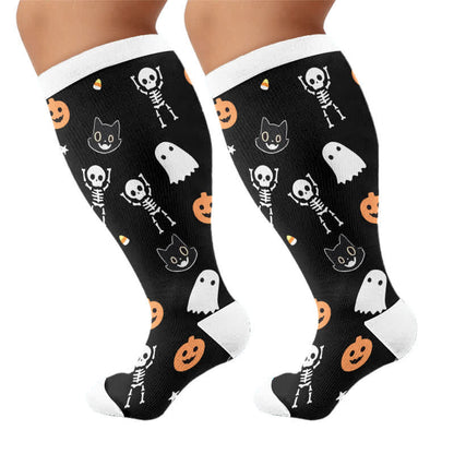 Plusock Plus Size Midnight Mischief Halloween Compression Socks - Black - 4XL - image 8