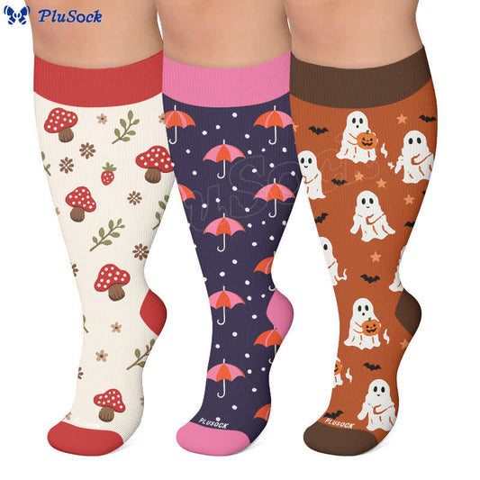 Plusock Plus Size Mushroom Meadow Compression Socks - image 0