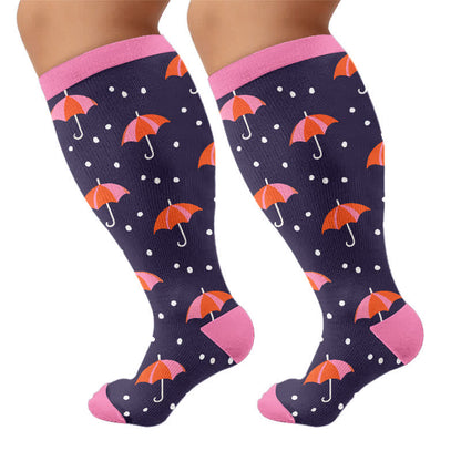 Plusock Plus Size Mushroom Meadow Compression Socks - Navy Blue - 4XL - image 10
