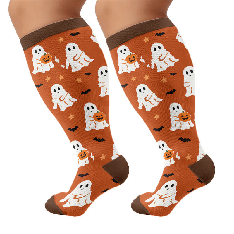 Plusock Plus Size Mushroom Meadow Compression Socks - Orange - 4XL - image 7