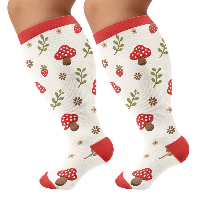 Plusock Plus Size Mushroom Meadow Compression Socks - Beige - 4XL - image 5