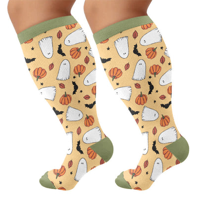 Plusock Plus Size Skull Star Compression Socks - Yellow - 4XL - image 8