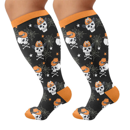 Plusock Plus Size Skull Star Compression Socks - Black - 4XL - image 9
