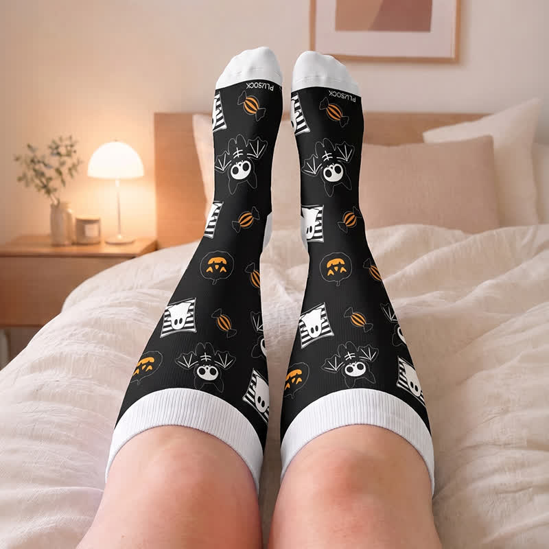 Plusock Plus Size Neon Skull Compression Socks - Black - 4XL - image 2