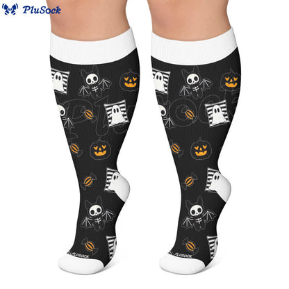 Plusock Plus Size Neon Skull Compression Socks - image 4