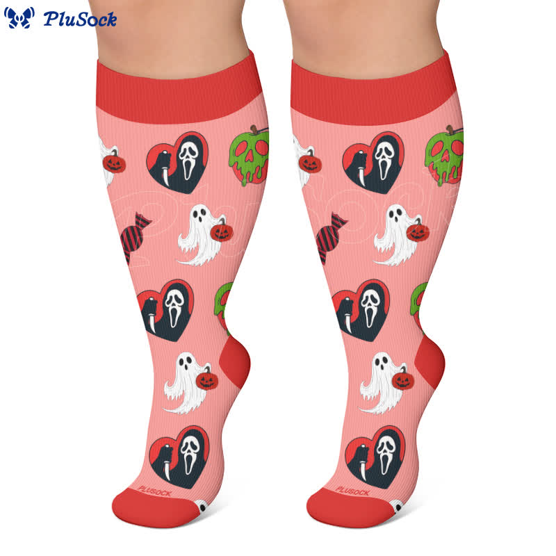 Plusock Plus Size Neon Skull Compression Socks - image 5