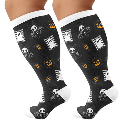 Plusock Plus Size Neon Skull Compression Socks - image 7