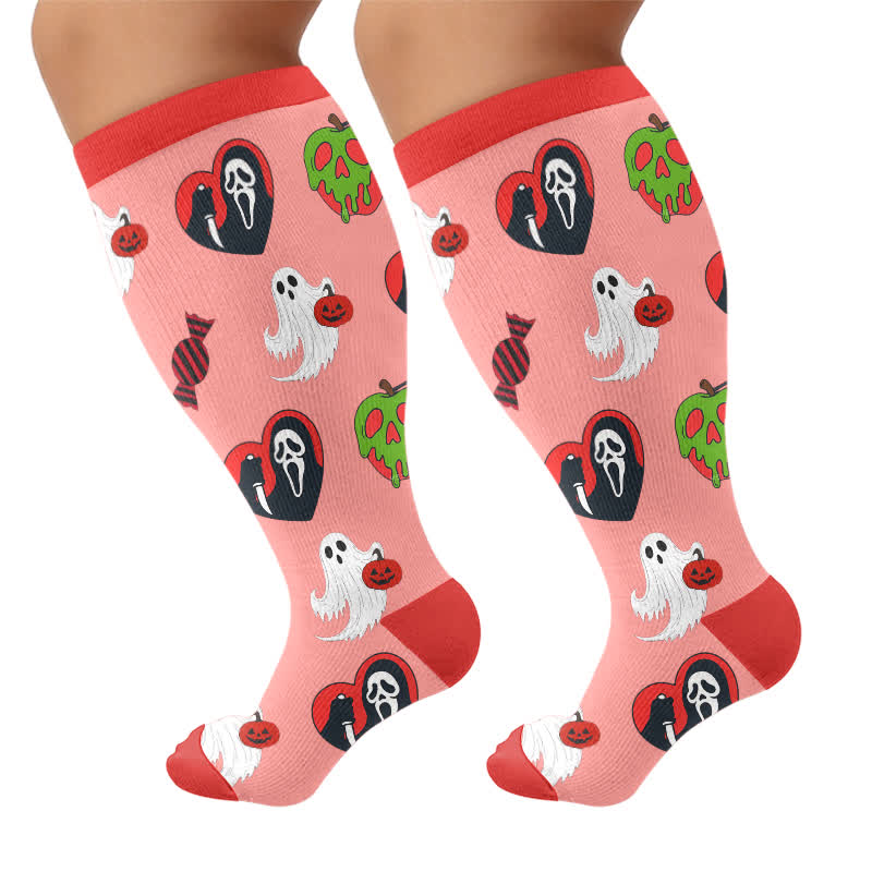 Plusock Plus Size Neon Skull Compression Socks - image 8