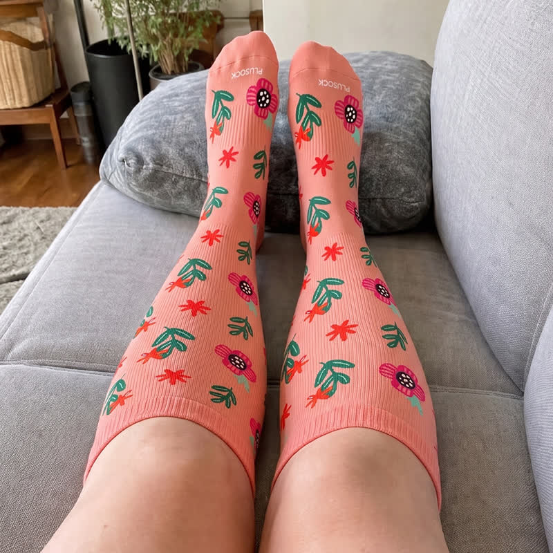 Plusock Plus Size Floral Beach Compression Socks - image 2