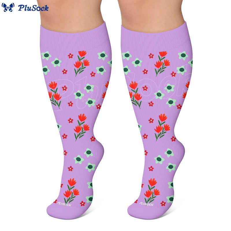Plusock Plus Size Floral Beach Compression Socks - image 10