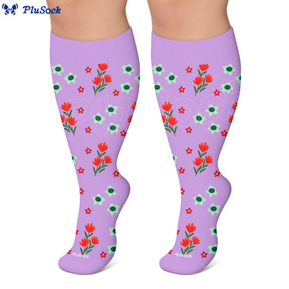 Plusock Plus Size Floral Beach Compression Socks - image 10