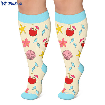 Plusock Plus Size Floral Beach Compression Socks - image 8