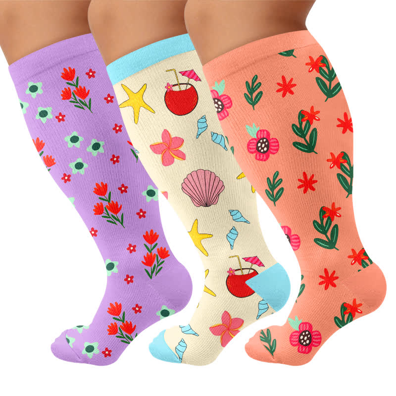 Plusock Plus Size Floral Beach Compression Socks - image 4